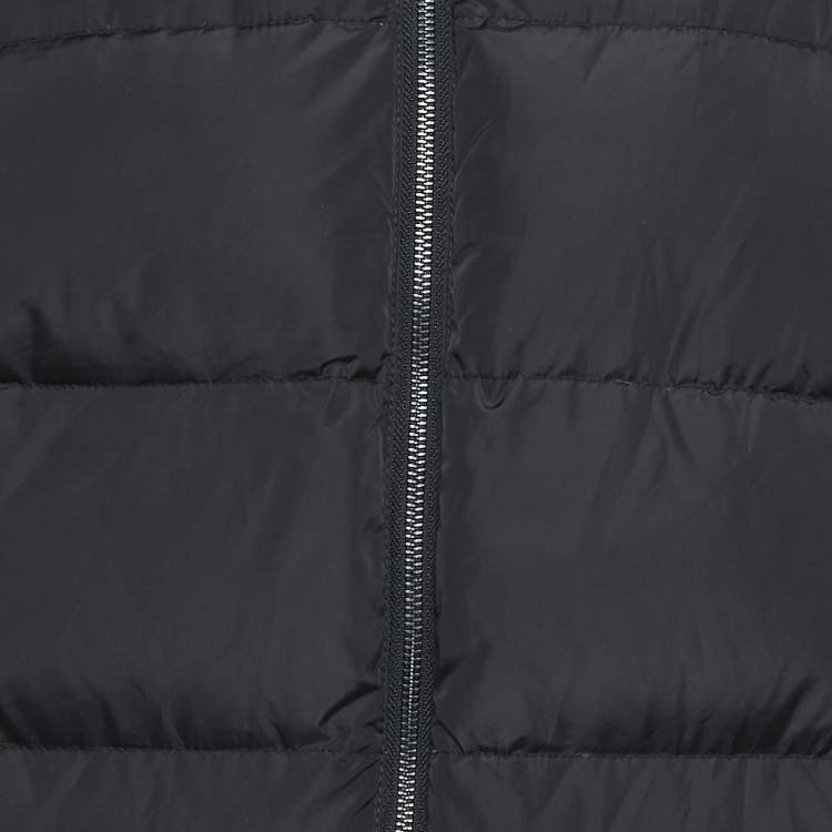 Pre Owned Zadig & Voltaire Black/Green Printed Fur Trim Nylon Reversible Kitch Jacket M