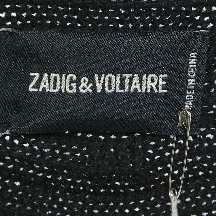 Pre Owned Zadig & Voltaire  Black Rib Knit Open Front Cambi Cardigan One Size 