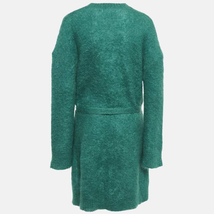 Pre Owned Zadig & Voltaire Green Mohair Wool Belted Romy Long Cardigan M/L