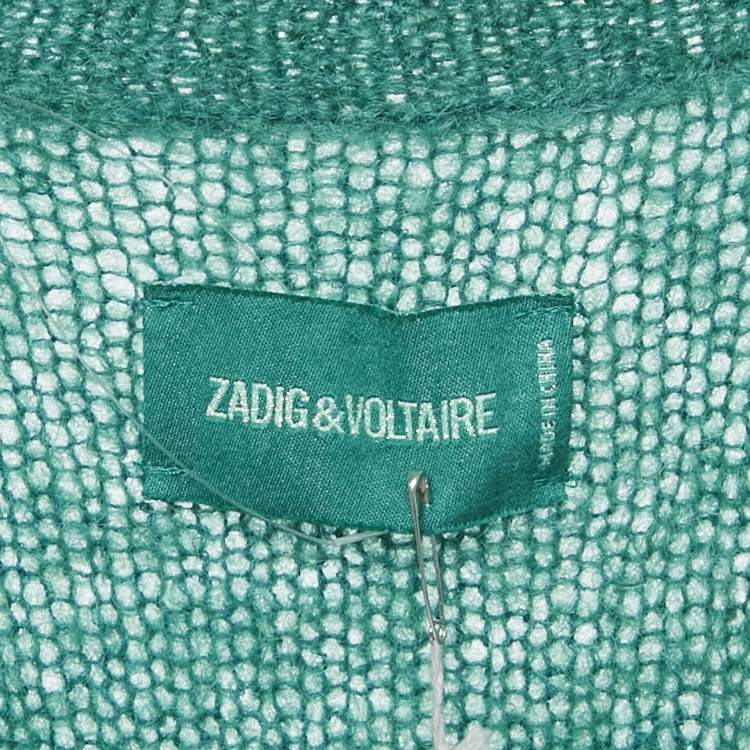 Pre Owned Zadig & Voltaire Green Mohair Wool Belted Romy Long Cardigan M/L