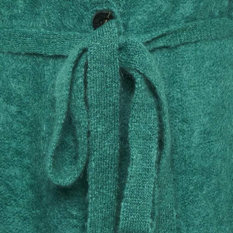 Pre Owned Zadig & Voltaire Green Mohair Wool Belted Romy Long Cardigan M/L