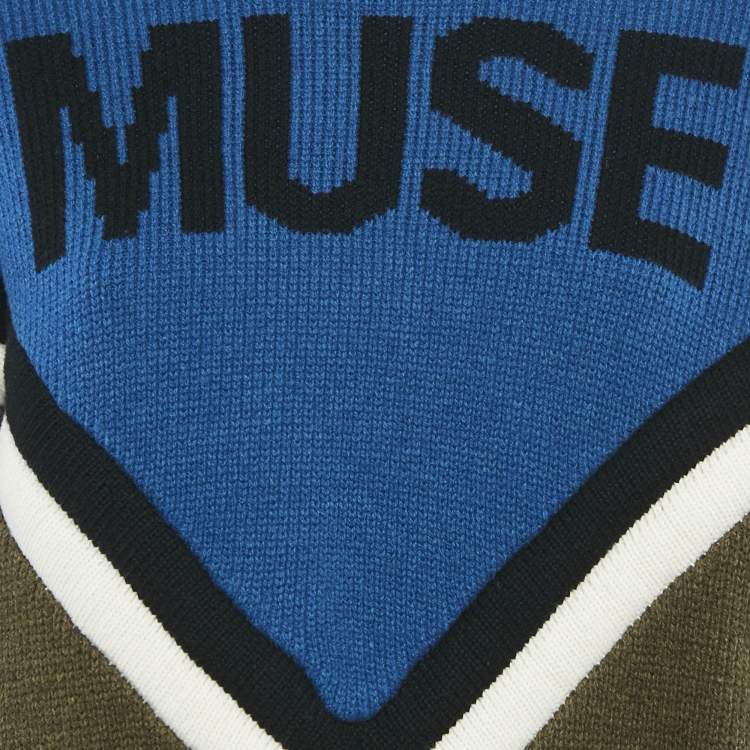 Pre Owned Zadig & Voltaire Blue/Green Muse Intarsia Rib Knit Sweater L