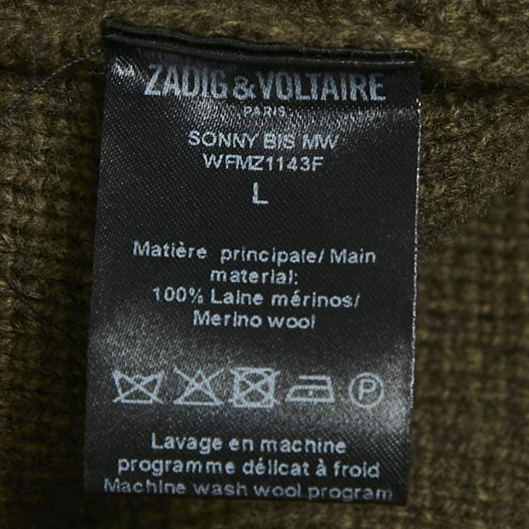 Pre Owned Zadig & Voltaire Blue/Green Muse Intarsia Rib Knit Sweater L
