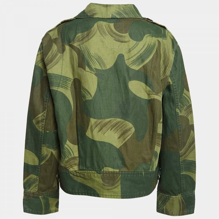 Pre Owned Zadig & Voltaire Military Green Camouflage Cotton Blend Button Front Jacket S