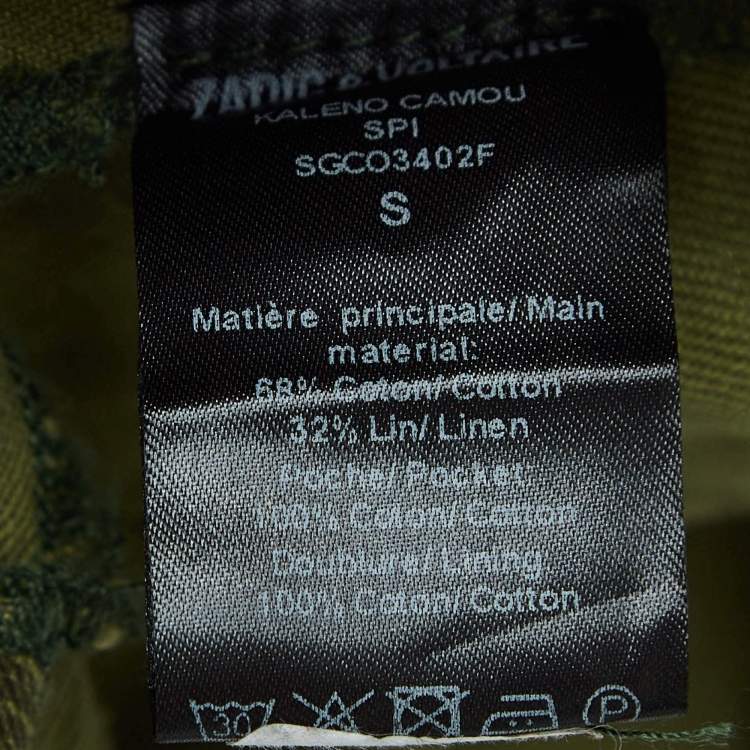 Pre Owned Zadig & Voltaire Military Green Camouflage Cotton Blend Button Front Jacket S