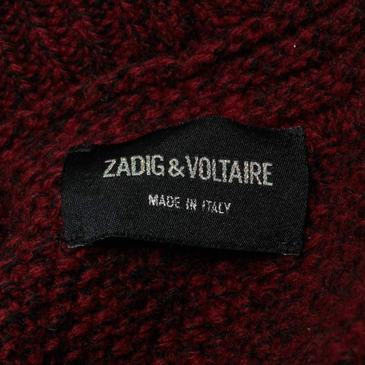Pre Owned Zadig & Voltaire Burgundy Rib Knit Shawl Collar Mystic Cardigan XS/S