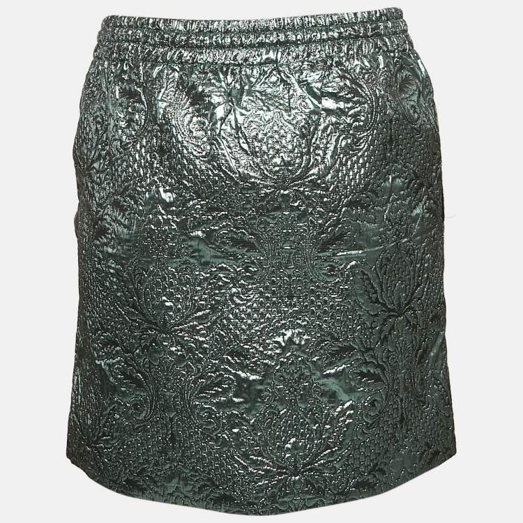Pre Owned Zadig & Voltaire Metallic Blue Patterned Lurex Josa Bis Jac Deluxe Mini Skirt S