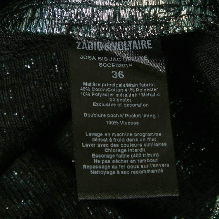 Pre Owned Zadig & Voltaire Metallic Blue Patterned Lurex Josa Bis Jac Deluxe Mini Skirt S