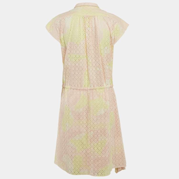 Pre Owned Zadig & Voltaire Yellow/Pink Camouflage Print Anglaise Requiem Short Dress L