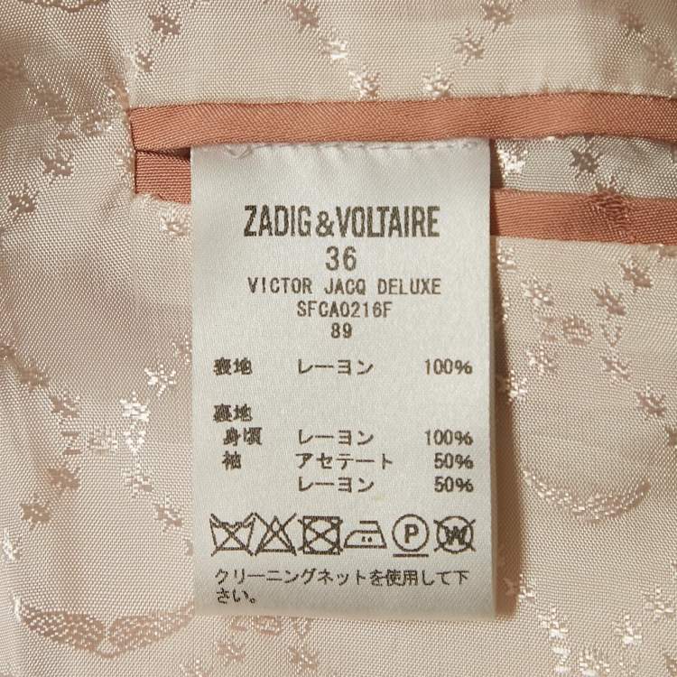 Pre Owned Zadig & Voltaire Pink Star Jacquard Single Breasted Victor Deluxe Blazer S