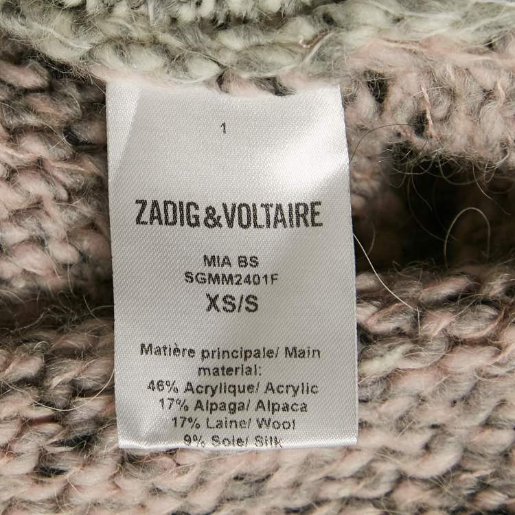 Pre Owned Zadig & Voltaire Grey Wool Blend Open Front Long Cardigan XS/S