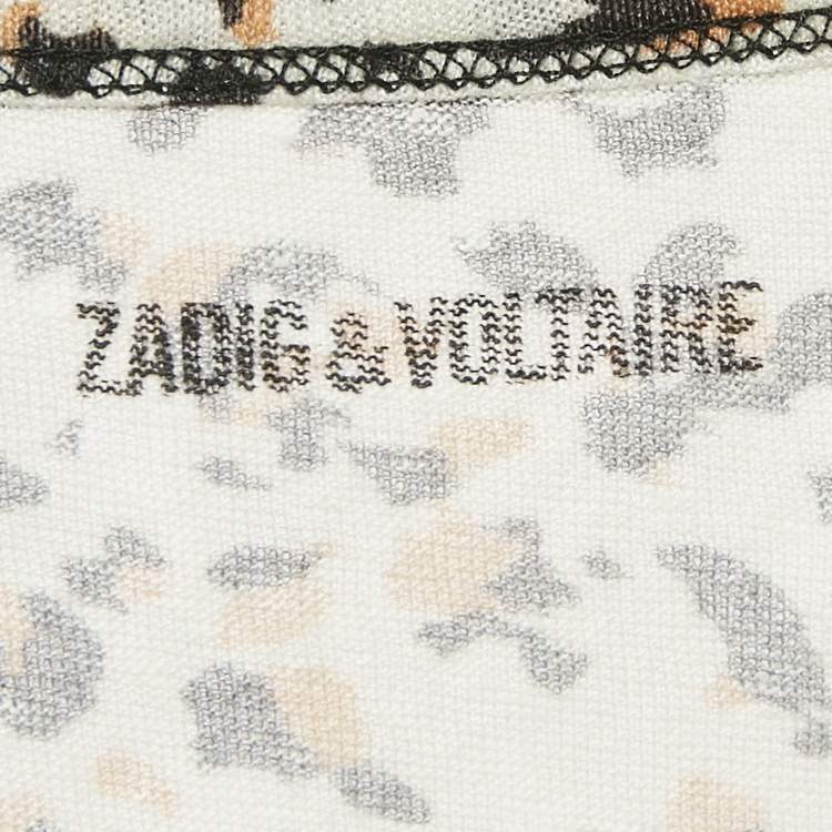 Pre Owned Zadig & Voltaire Beige Leopard Print Gauze Jersey T-Shirt L