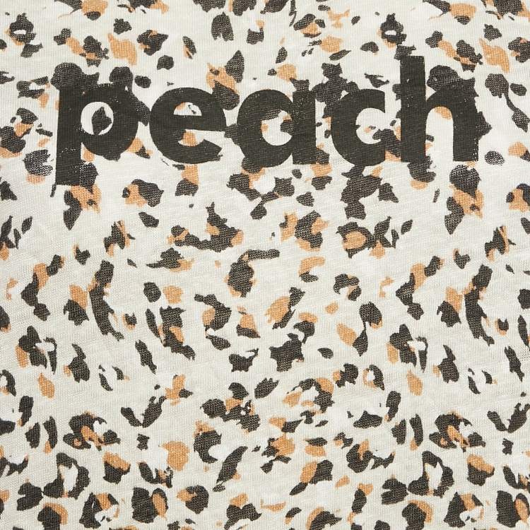 Pre Owned Zadig & Voltaire Beige Leopard Print Gauze Jersey Walk Oversized T-Shirt M