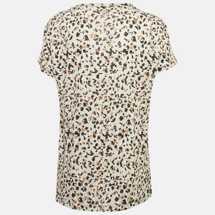 Pre Owned Zadig & Voltaire Beige Leopard Print Gauze Jersey Walk Oversized T-Shirt M