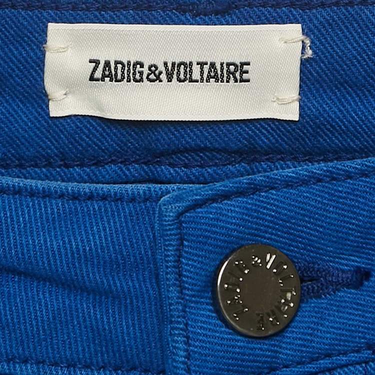 Pre Owned Zadig & Voltaire Blue Cotton Drill Skinny Eva Cher Jeans S Waist 24"