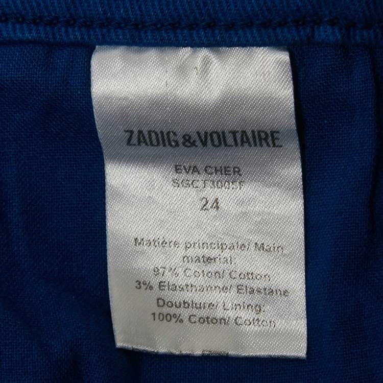 Pre Owned Zadig & Voltaire Blue Cotton Drill Skinny Eva Cher Jeans S Waist 24"
