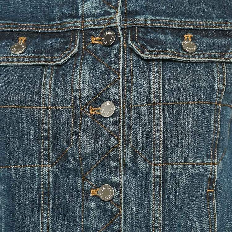 Pre Owned Zadig & Voltaire Blue Denim Button Front Kioky Art Jacket M