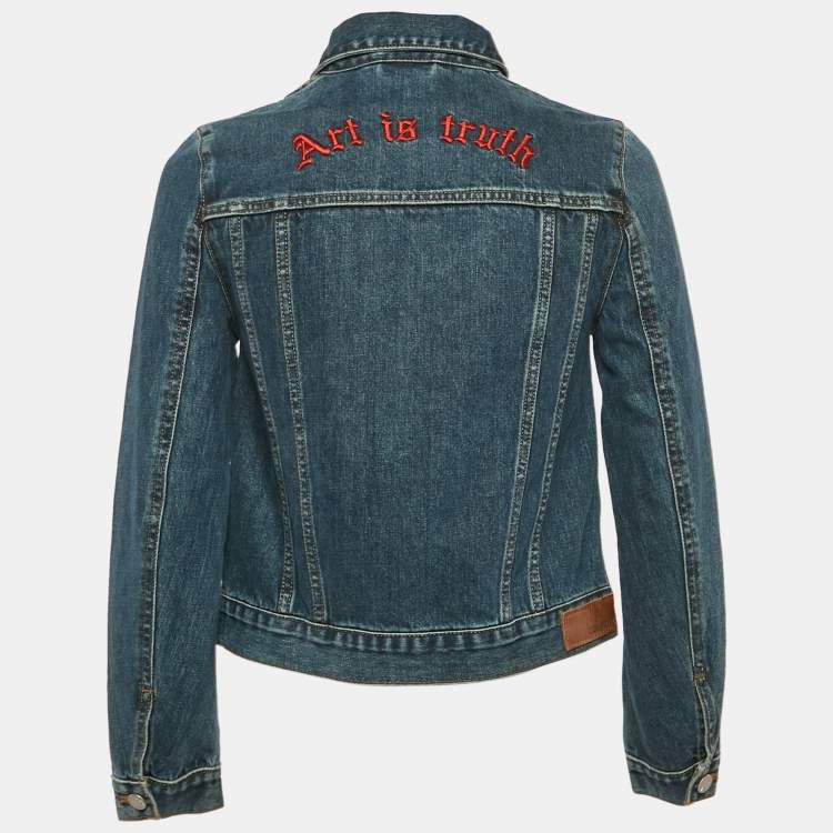 Pre Owned Zadig & Voltaire Blue Denim Button Front Kioky Art Jacket M