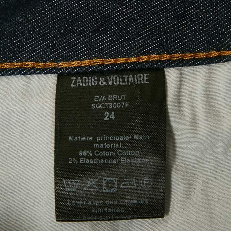Pre Owned Zadig & Voltaire Navy Blue Denim Eva Brut Jeans S Waist 24"