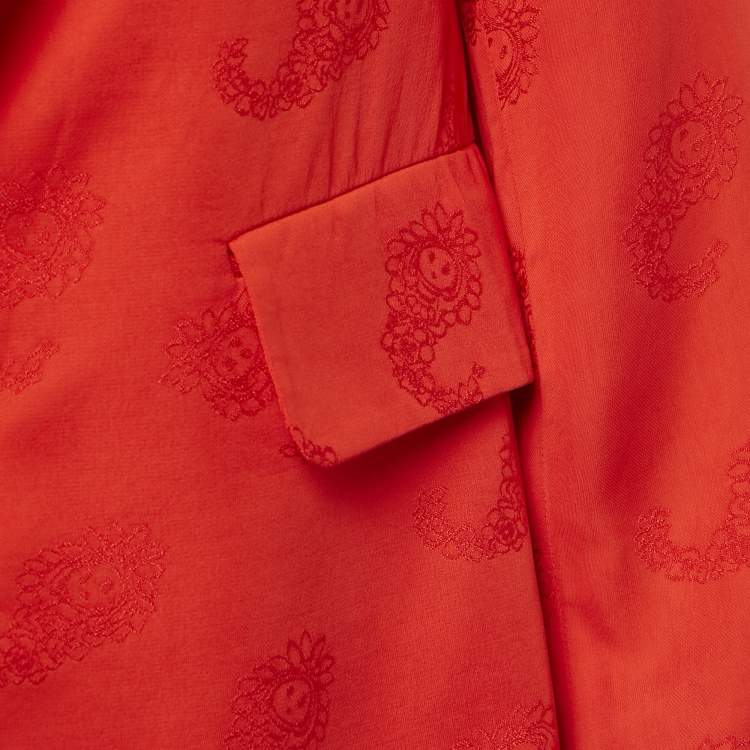 Pre Owned Zadig & Voltaire Red Paisley Jacquard Open Front Blazer S