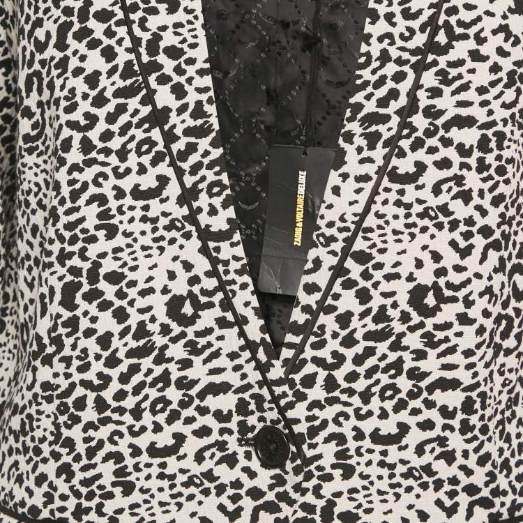 Pre Owned Zadig & Voltaire Deluxe Black Leopard Jacquard Vegam Blazer M