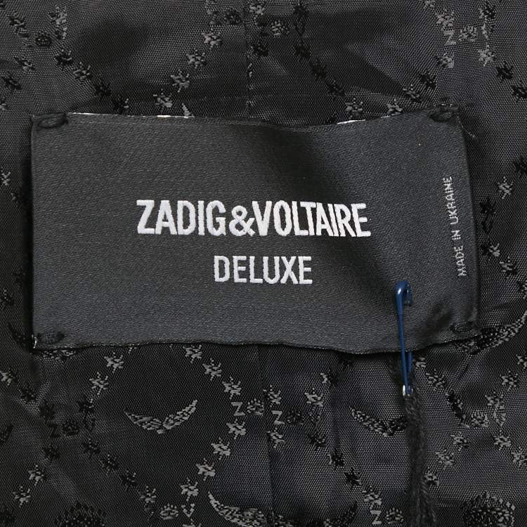 Pre Owned Zadig & Voltaire Deluxe Black Leopard Jacquard Vegam Blazer M