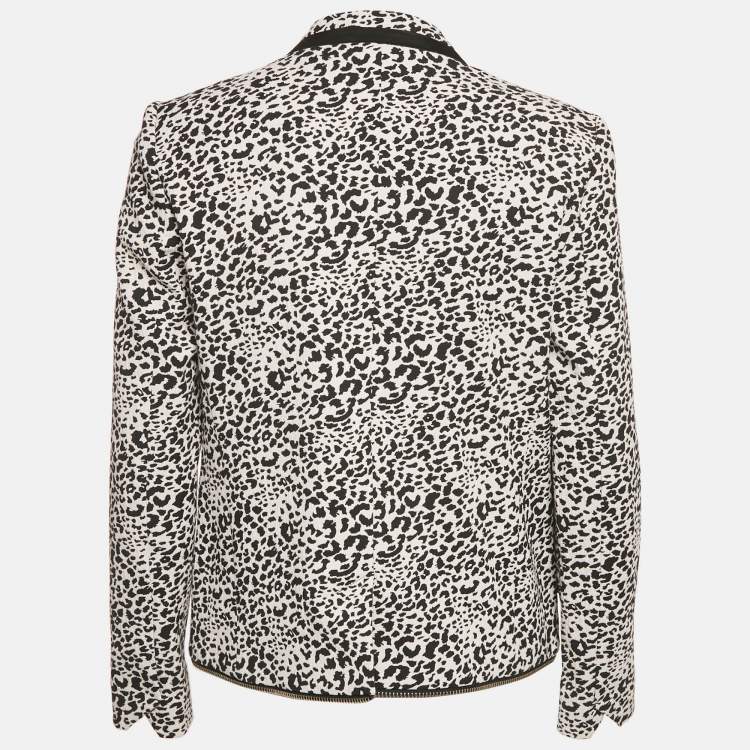 Pre Owned Zadig & Voltaire Deluxe Black Leopard Jacquard Vegam Blazer M