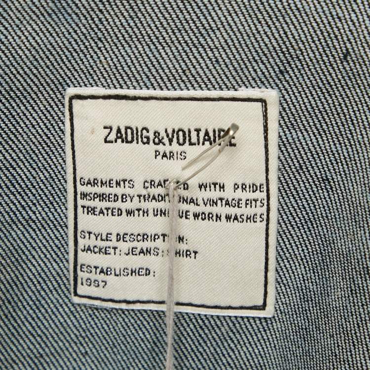 Pre Owned Zadig & Voltaire Blue Denim Button Front Base Brut Jacket XS