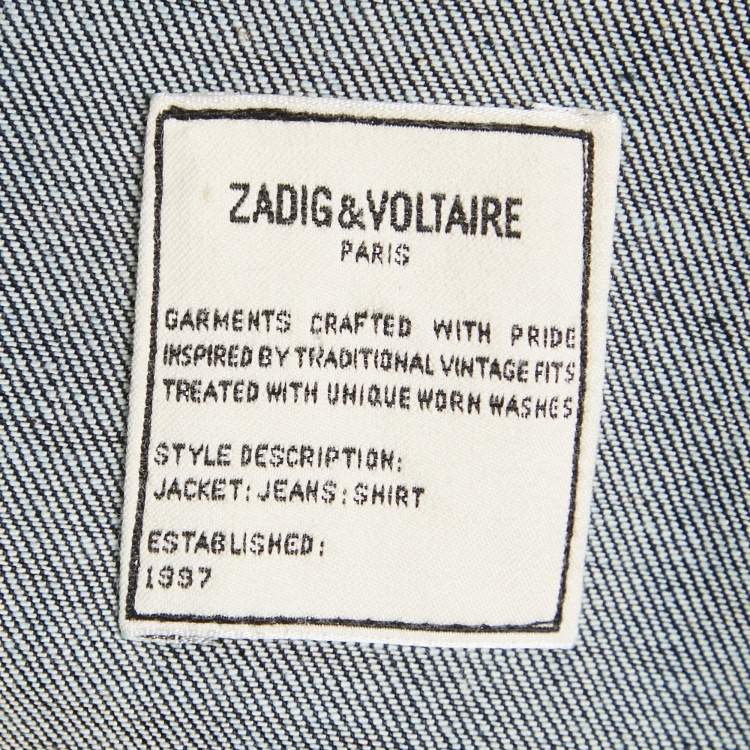 Pre Owned Zadig & Voltaire Blue Denim Button Front Base Brut Jacket XS