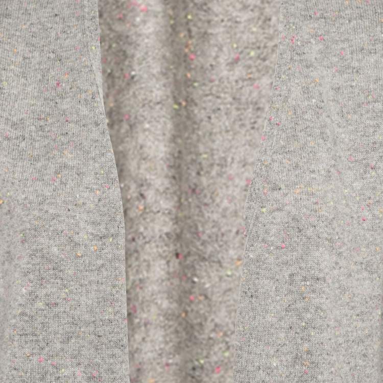 Pre Owned Zadig & Voltaire Grey Textured Cashmere Daphnee Cardigan L
