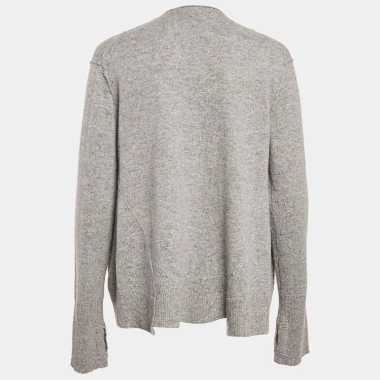 Pre Owned Zadig & Voltaire Grey Textured Cashmere Daphnee Cardigan L