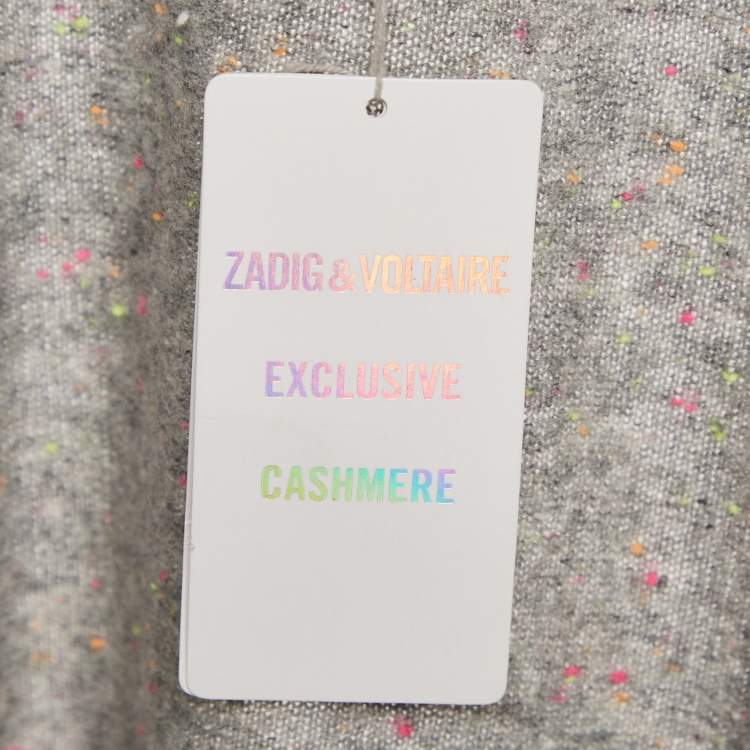 Pre Owned Zadig & Voltaire Grey Textured Cashmere Daphnee Cardigan L