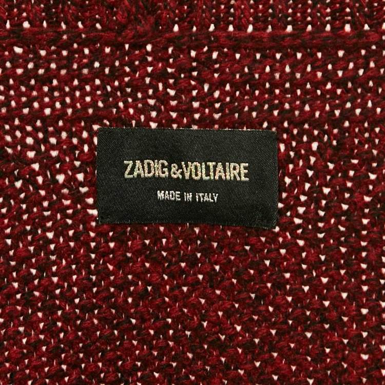 Pre Owned Zadig & Voltaire Burgundy Rib Knit Shawl Collar Mystic Cardigan XS/S