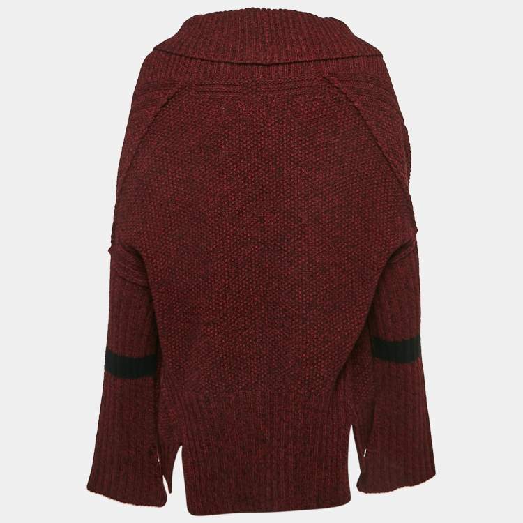 Pre Owned Zadig & Voltaire Burgundy Rib Knit Shawl Collar Mystic Cardigan XS/S