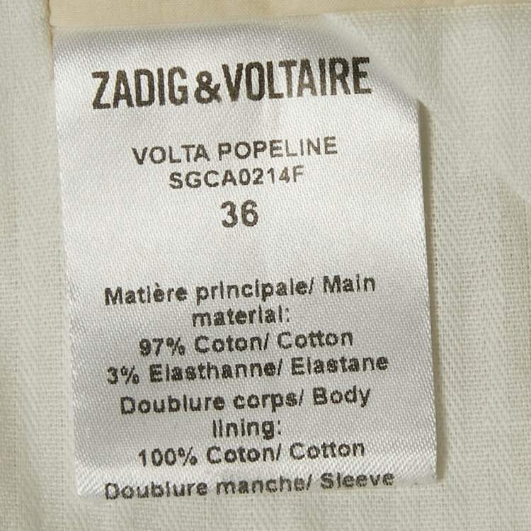 Pre Owned Zadig & Voltaire Cream Cotton Popeline Single Breasted Blazer S