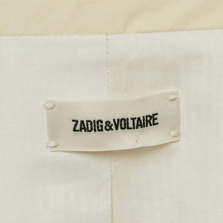 Pre Owned Zadig & Voltaire Cream Cotton Popeline Single Breasted Blazer S
