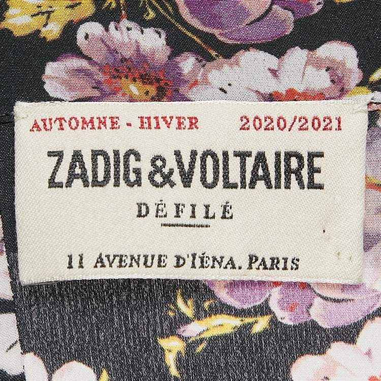 Pre Owned Zadig & Voltaire Black Floral Print Silk Pleated Button Front Maxi Dress XS