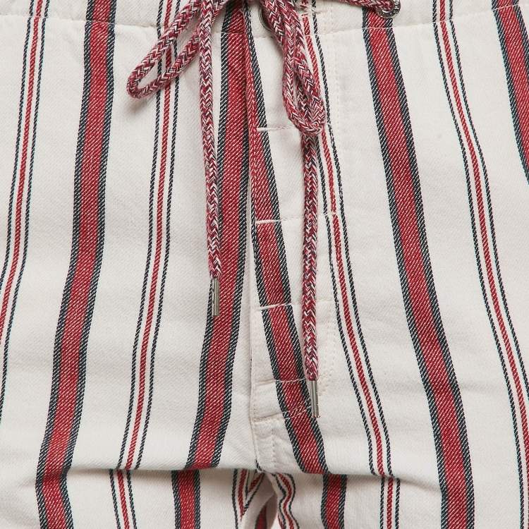 Pre Owned Zadig & Voltaire Cream Striped Cotton Raye Trousers S