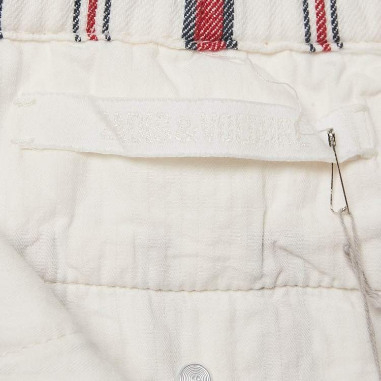 Pre Owned Zadig & Voltaire Cream Striped Cotton Raye Trousers S