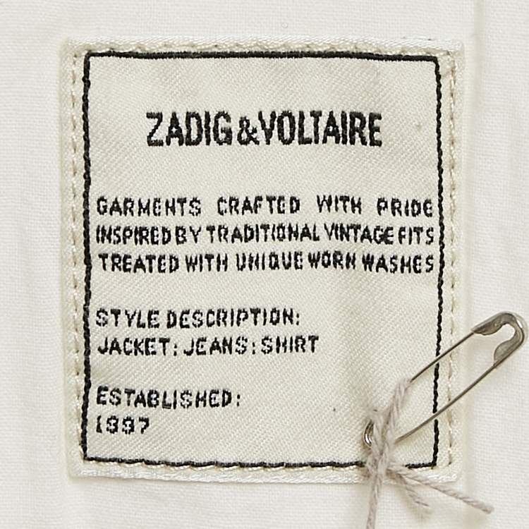 Pre Owned Zadig & Voltaire White Cotton Drill Button Front Kimi Jacket XS