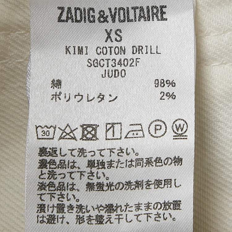 Pre Owned Zadig & Voltaire White Cotton Drill Button Front Kimi Jacket XS