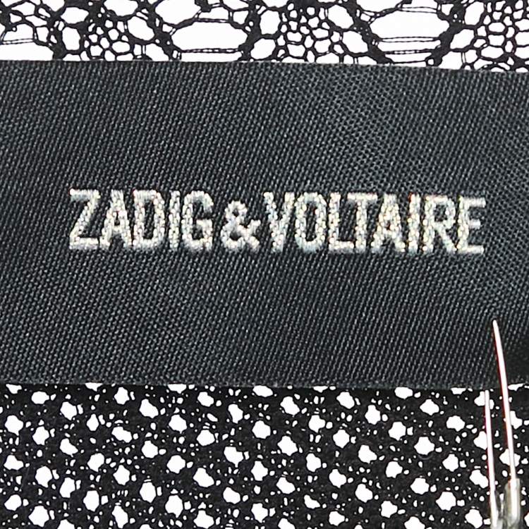Pre Owned Zadig & Voltaire Black Crochet Knit Wrap Maddie Cardigan S