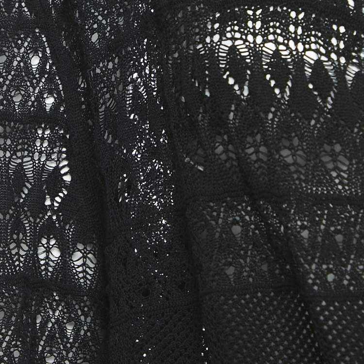 Pre Owned Zadig & Voltaire Black Crochet Knit Wrap Maddie Cardigan S