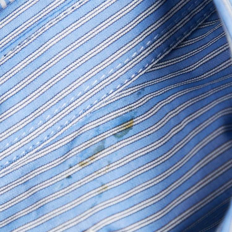 Pre Owned Zadig & Voltaire Blue Stripe Cotton Button Front Ruffled Rilt Mini Dress S