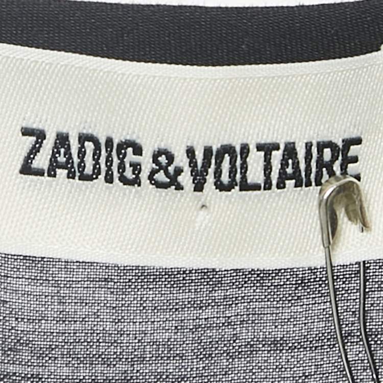 Pre Owned Zadig & Voltaire Black Cotton Lace Trimmed Tie-Up Detail Asymmetric Midi Dress XS