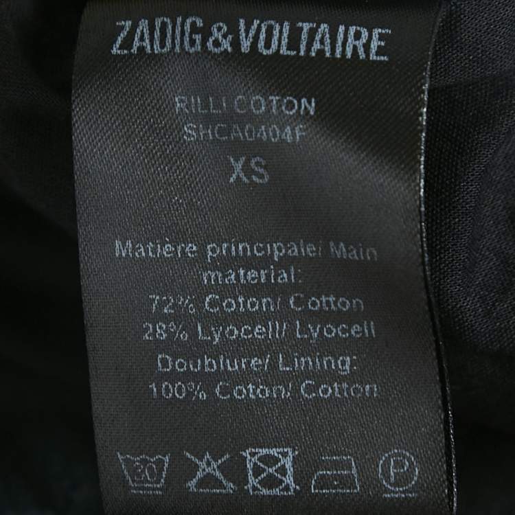 Pre Owned Zadig & Voltaire Black Cotton Lace Trimmed Tie-Up Detail Asymmetric Midi Dress XS