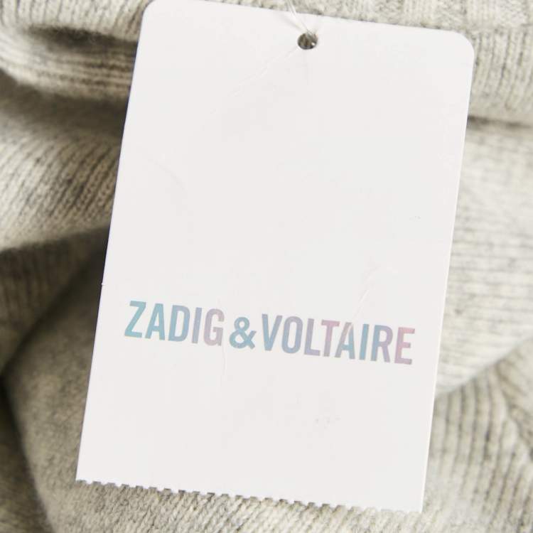 Pre Owned Zadig & Voltaire Grey/Navy Blue Wool Crew Neck Rod Jumper M