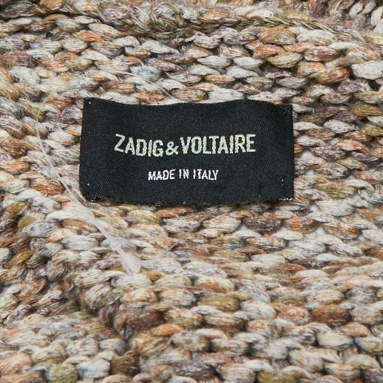 Pre Owned Zadig & Voltaire Brown Cotton Rib Knit Mia Cardigan M/L