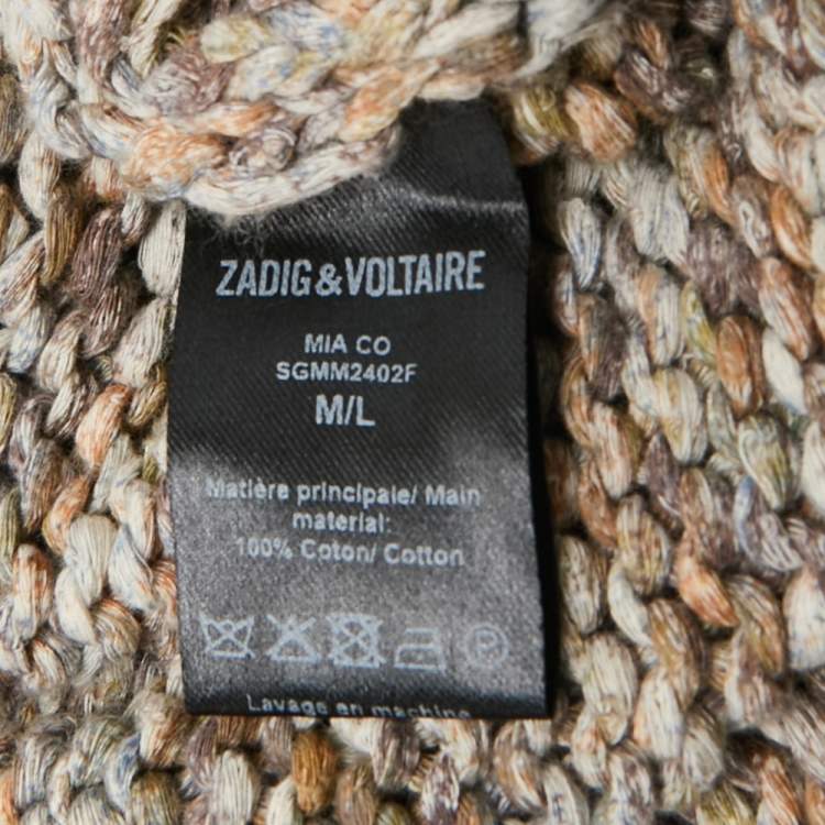 Pre Owned Zadig & Voltaire Brown Cotton Rib Knit Mia Cardigan M/L