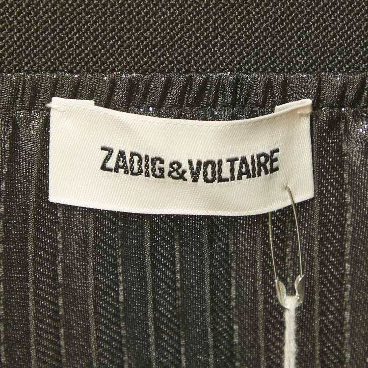 Pre Owned Zadig & Voltaire Metallic Lurex Plissé Midi Joyce Skirt S
